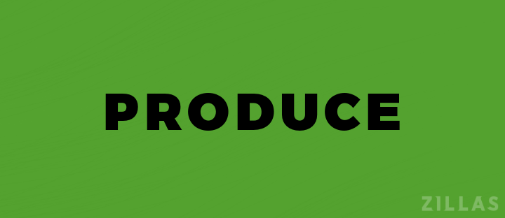 Gif reading "produce" for producing content aligning with SEO data science and goals