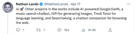 A tweet talking about Google's new AI.