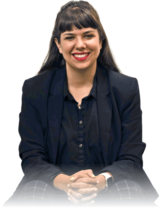 A business woman sitting and smiling